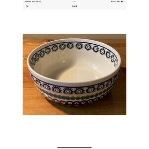 Boleslawiec Medium Serving Bowl Handmade in Poland Folk Pottery Salad Dish 1H